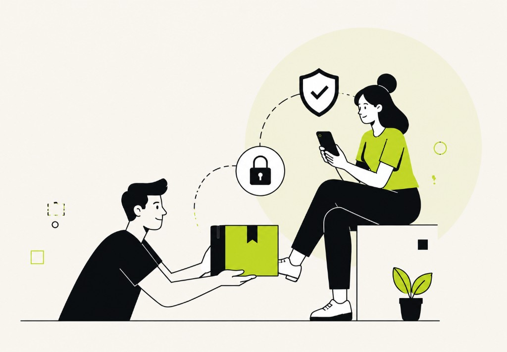 Buyer and seller complete a protected package exchange